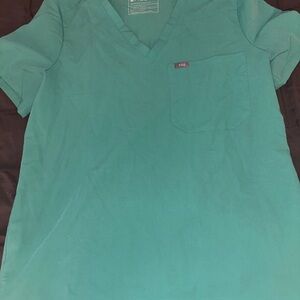 Figs Teal V-Neck Short Sleeve Shirt